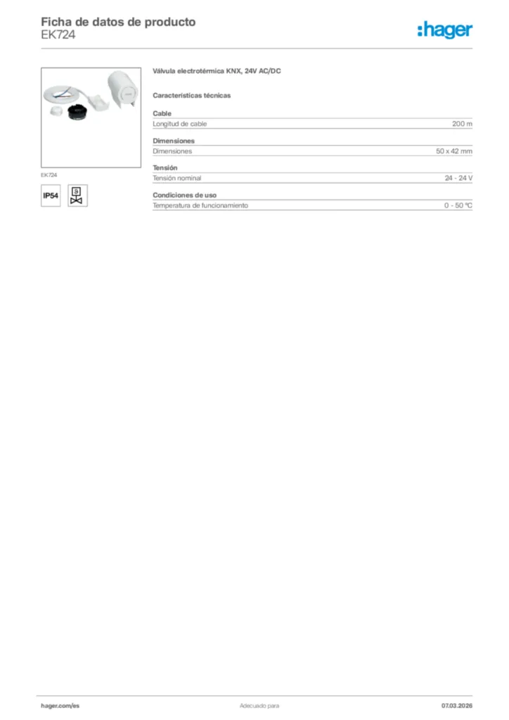 Imagen Hager Ficha de datos de producto EK724 | Hager España
