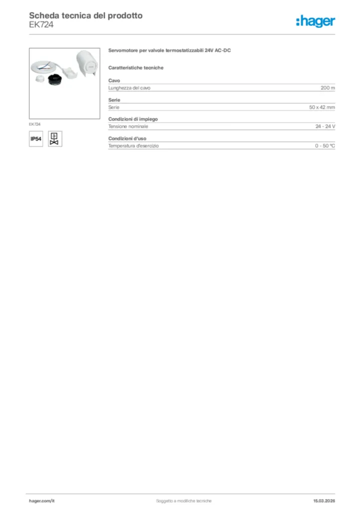 Immagine Hager Scheda tecnica del prodotto EK724 | Hager Italia