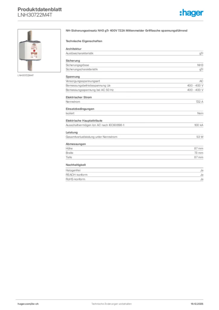 Bild Hager Produktdatenblatt LNH30722M4T | Hager Schweiz