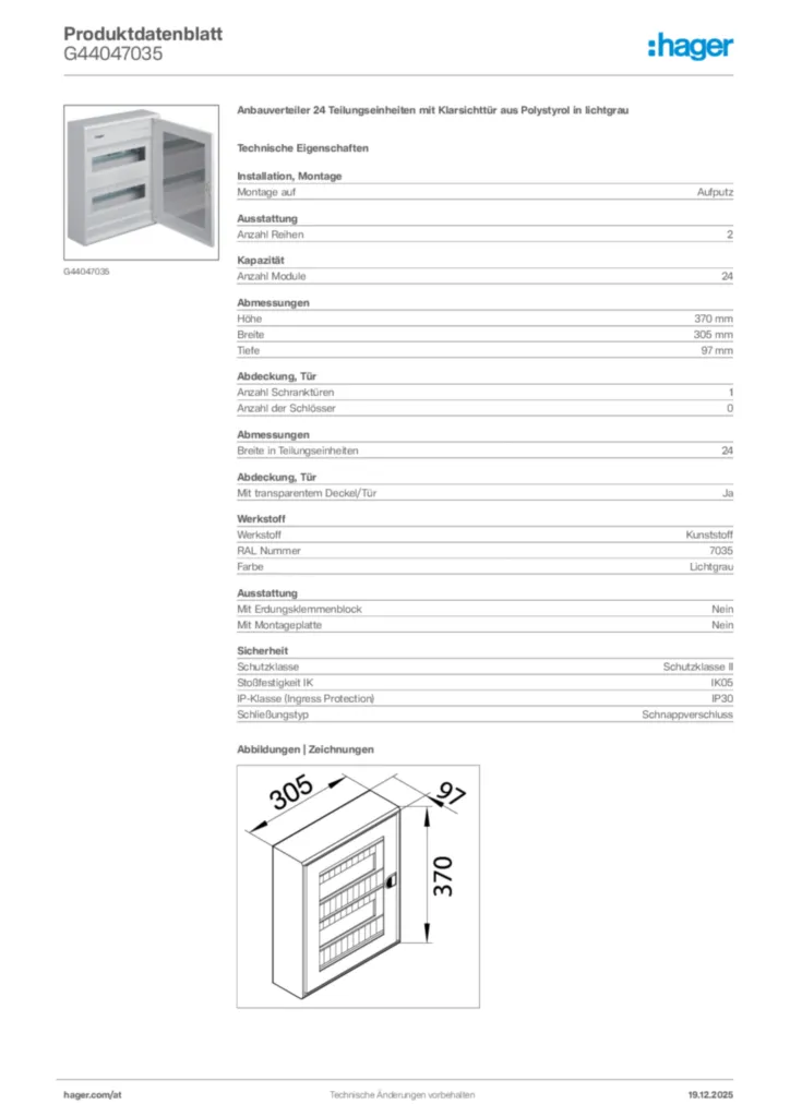 Bild Hager Produktdatenblatt G44047035 | Hager Deutschland