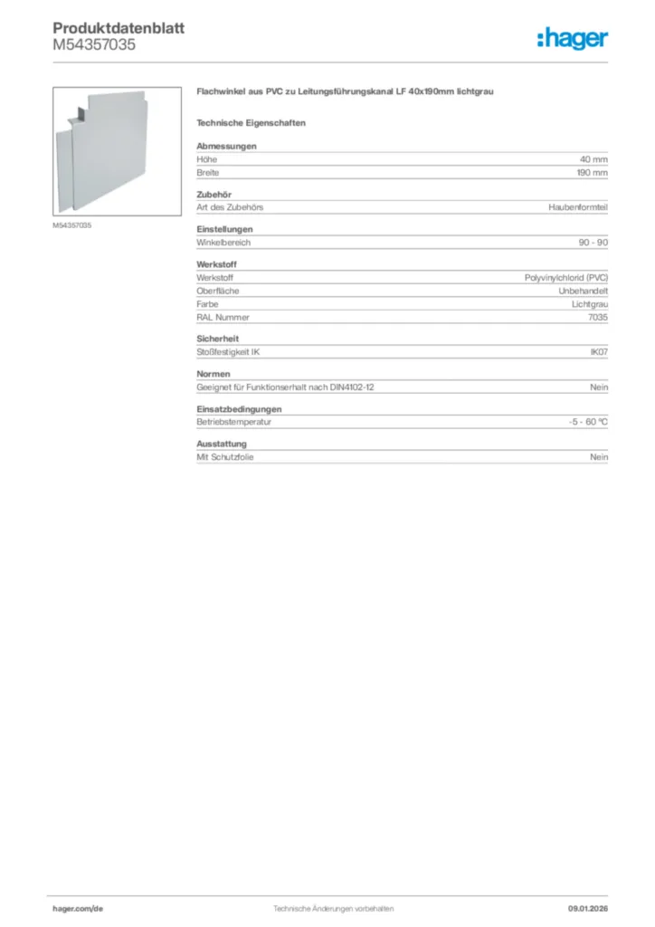Bild Hager Produktdatenblatt M54357035 | Hager Deutschland