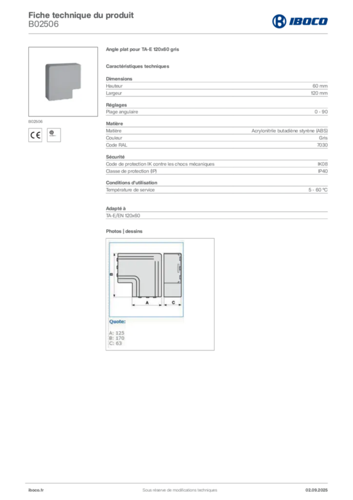 Image Iboco Fiche technique du produit B02506 | Hager France