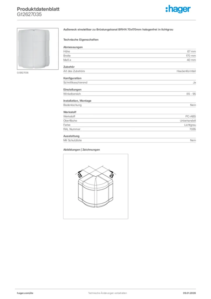 Bild Hager Produktdatenblatt G12627035 | Hager Deutschland