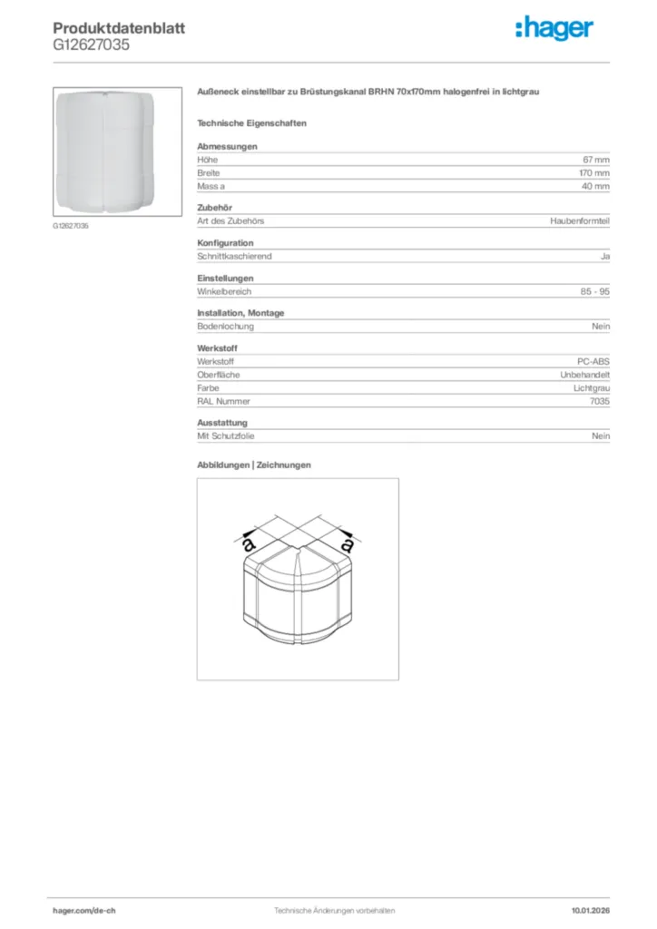 Bild Hager Produktdatenblatt G12627035 | Hager Schweiz