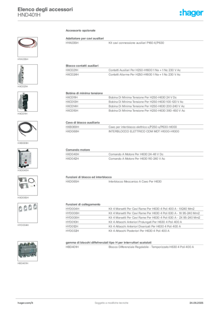Immagine Hager Scheda tecnica del prodotto HND401H | Hager Italia