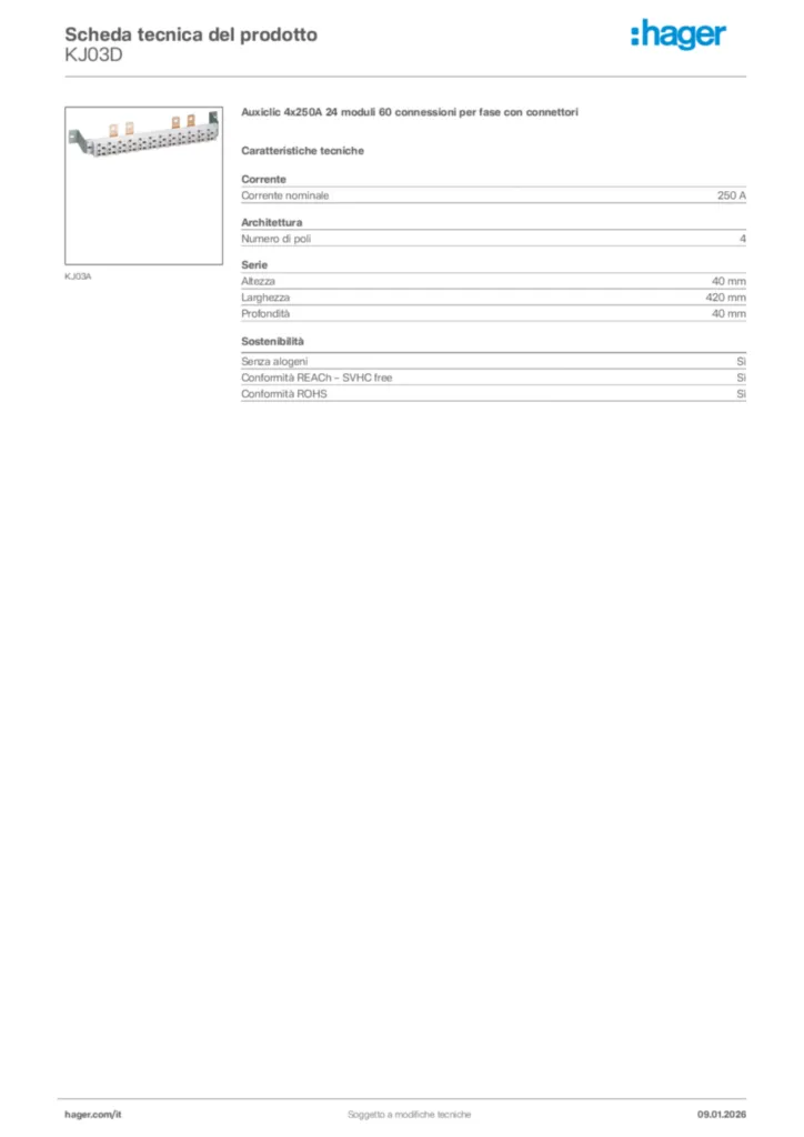 Immagine Hager Scheda tecnica del prodotto KJ03D | Hager Italia