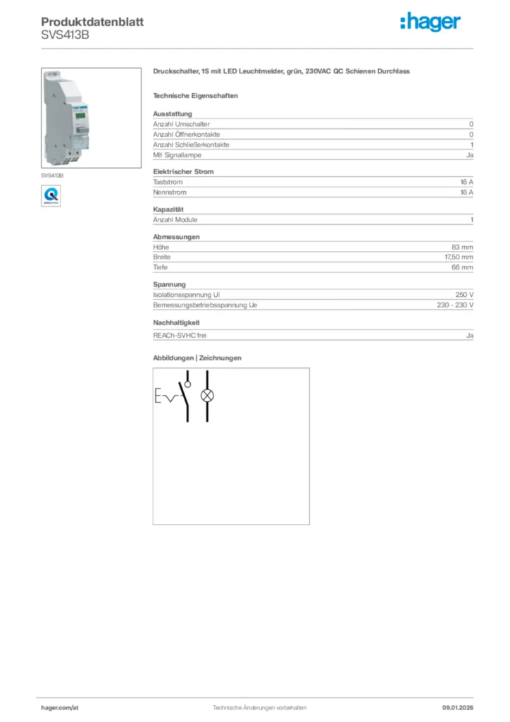 Bild Hager Produktdatenblatt SVS413B | Hager Deutschland