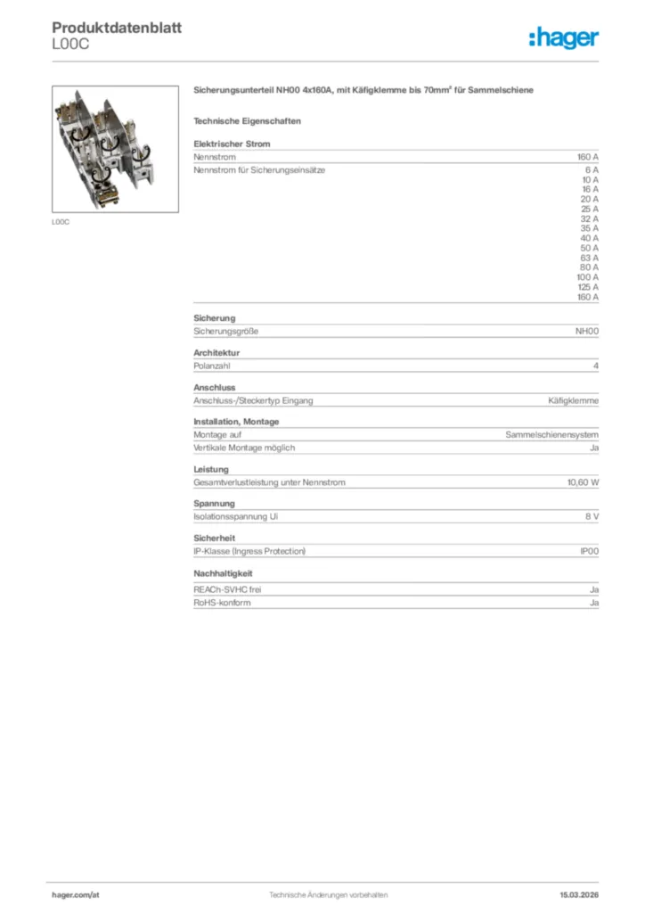 Bild Hager Produktdatenblatt L00C | Hager Deutschland