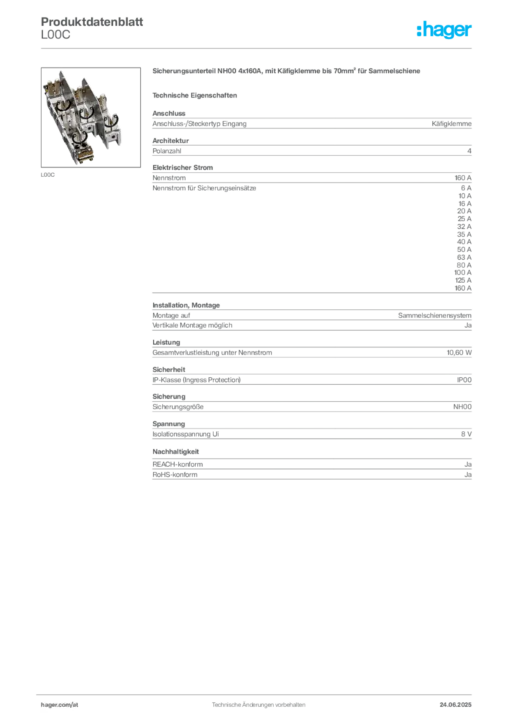 Bild Hager Produktdatenblatt L00C | Hager Deutschland