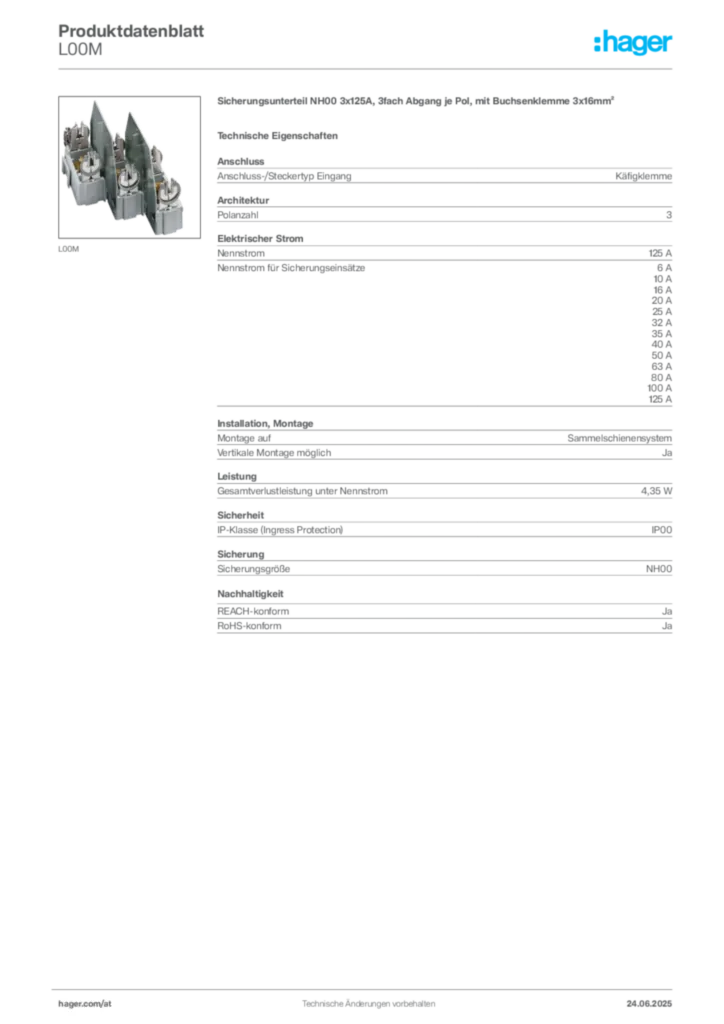 Bild Hager Produktdatenblatt L00M | Hager Deutschland