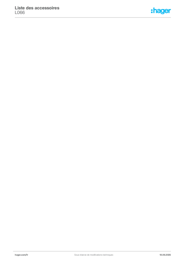 Image Hager Fiche technique du produit L066 | Hager France