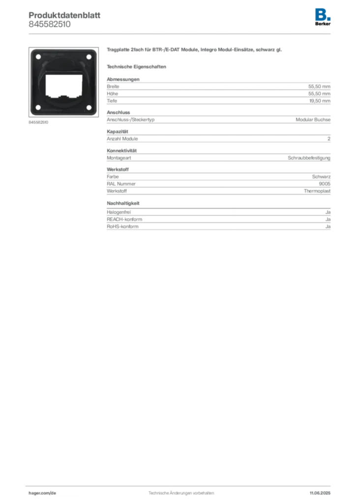 Berker Produktdatenblatt 845582510