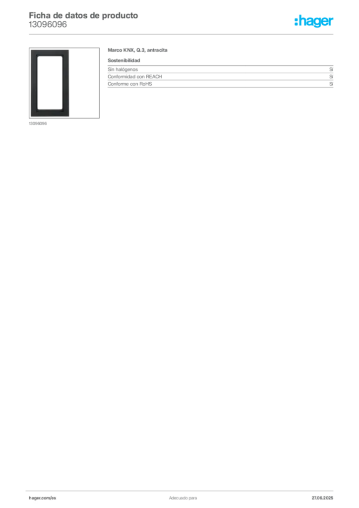 Imagen Hager Ficha de datos de producto 13096096 | Hager España