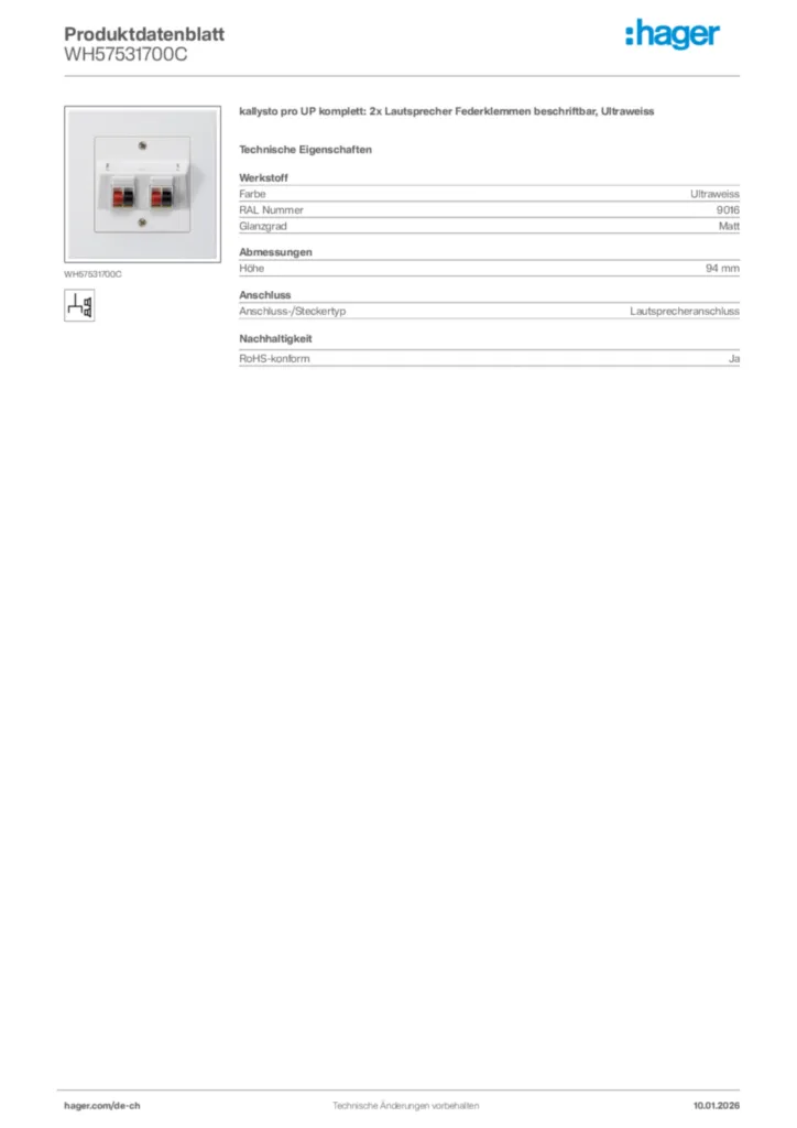 Bild Hager Produktdatenblatt WH57531700C | Hager Schweiz