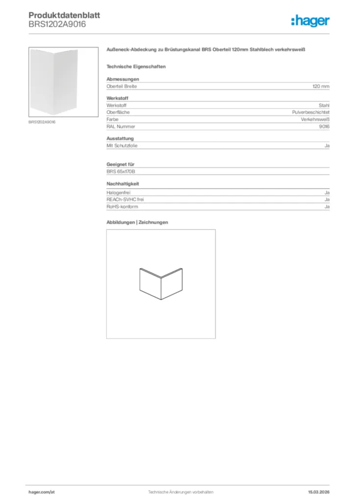 Bild Hager Produktdatenblatt BRS1202A9016 | Hager Deutschland