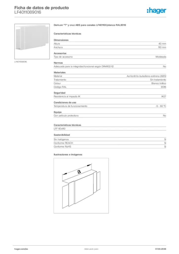 Imagen Hager Ficha de datos de producto LF4011089016 | Hager España