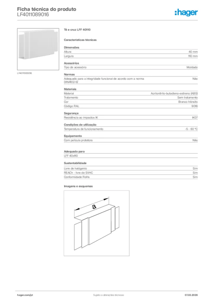 Imagem Hager Ficha técnica do produto LF4011089016 | Hager Portugal