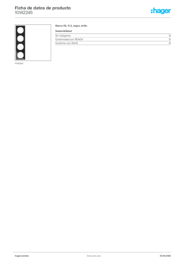 Imagen Hager Ficha de datos de producto 10142245 | Hager España