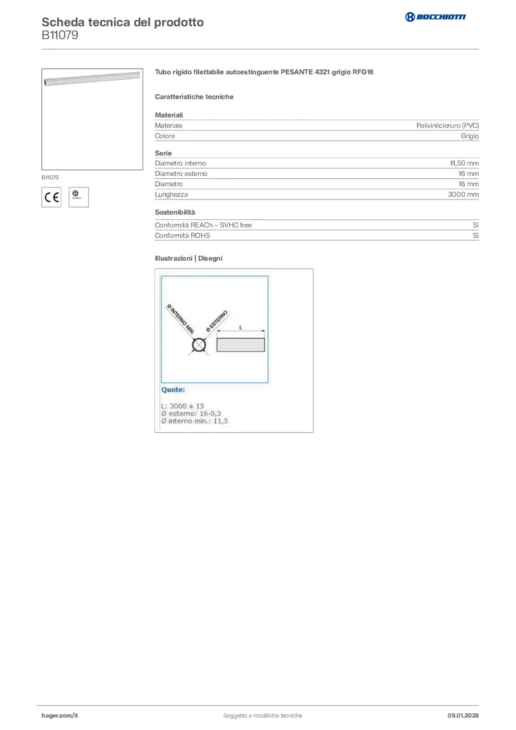 Immagine Bocchiotti Scheda tecnica del prodotto B11079 | Hager Italia