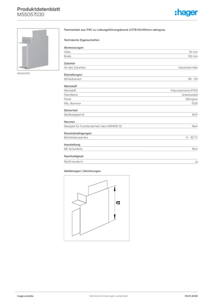 Bild Hager Produktdatenblatt M55057030 | Hager Deutschland