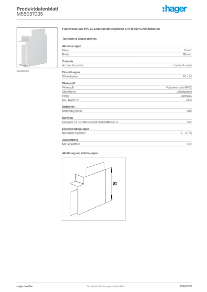 Bild Hager Produktdatenblatt M55057035 | Hager Deutschland