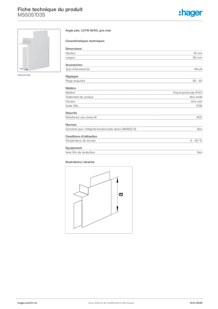 Image Hager Fiche technique du produit M55057035 | Hager Suisse