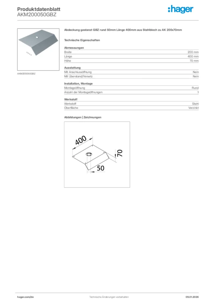 Bild Hager Produktdatenblatt AKM200050GBZ | Hager Deutschland