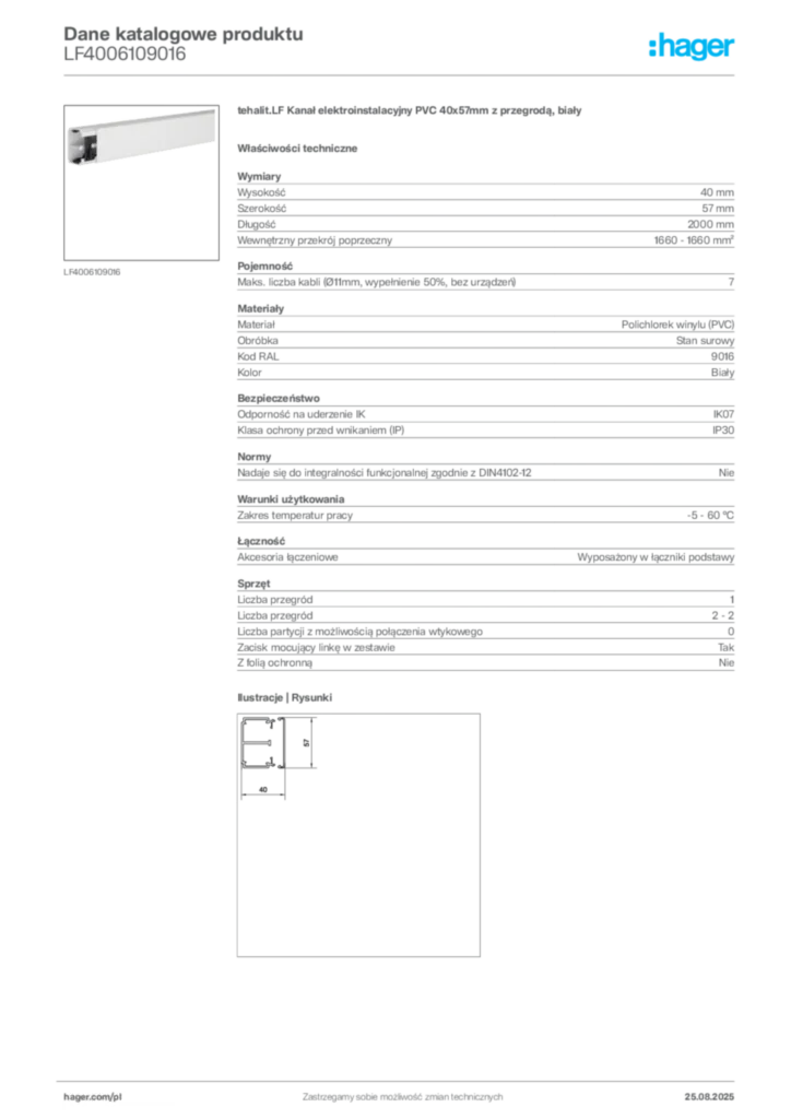 Zdjęcie Hager Karta katalogowa LF4006109016 | Hager Polska