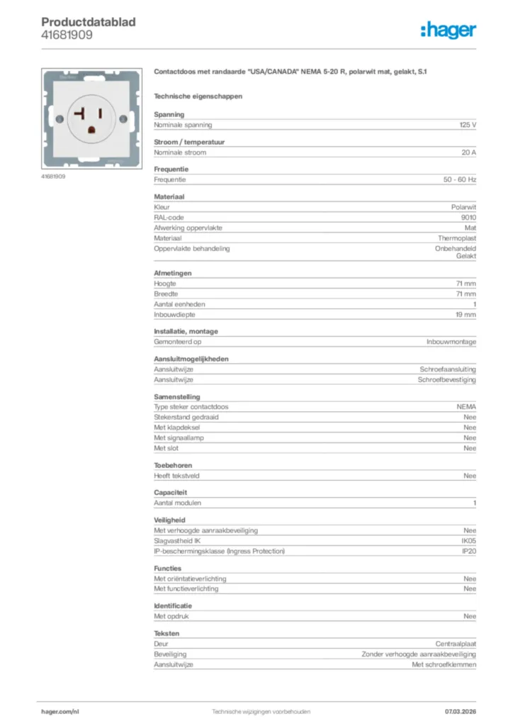 Afbeelding Hager Productdatablad 41681909 | Hager Nederland