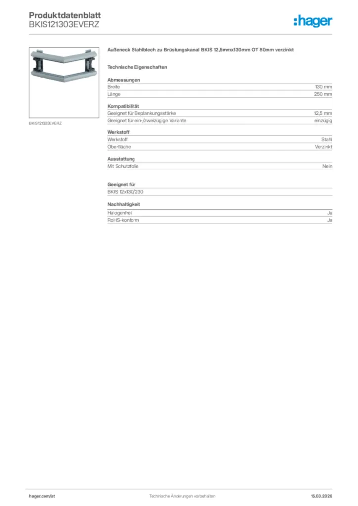 Bild Hager Produktdatenblatt BKIS121303EVERZ | Hager Deutschland
