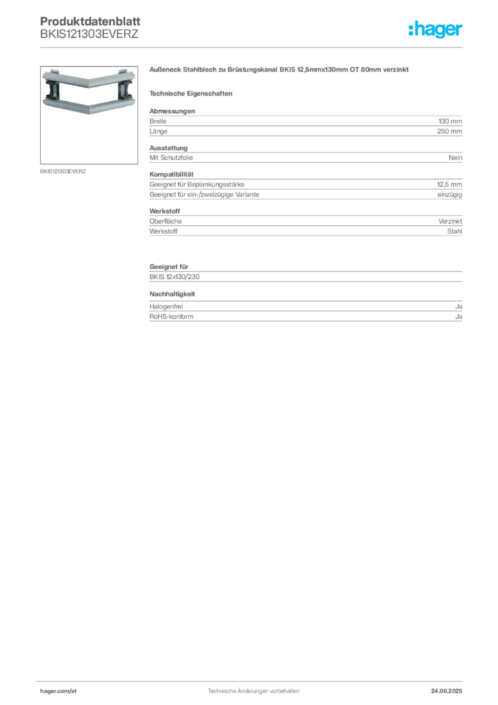 Bild Hager Produktdatenblatt BKIS121303EVERZ | Hager Deutschland