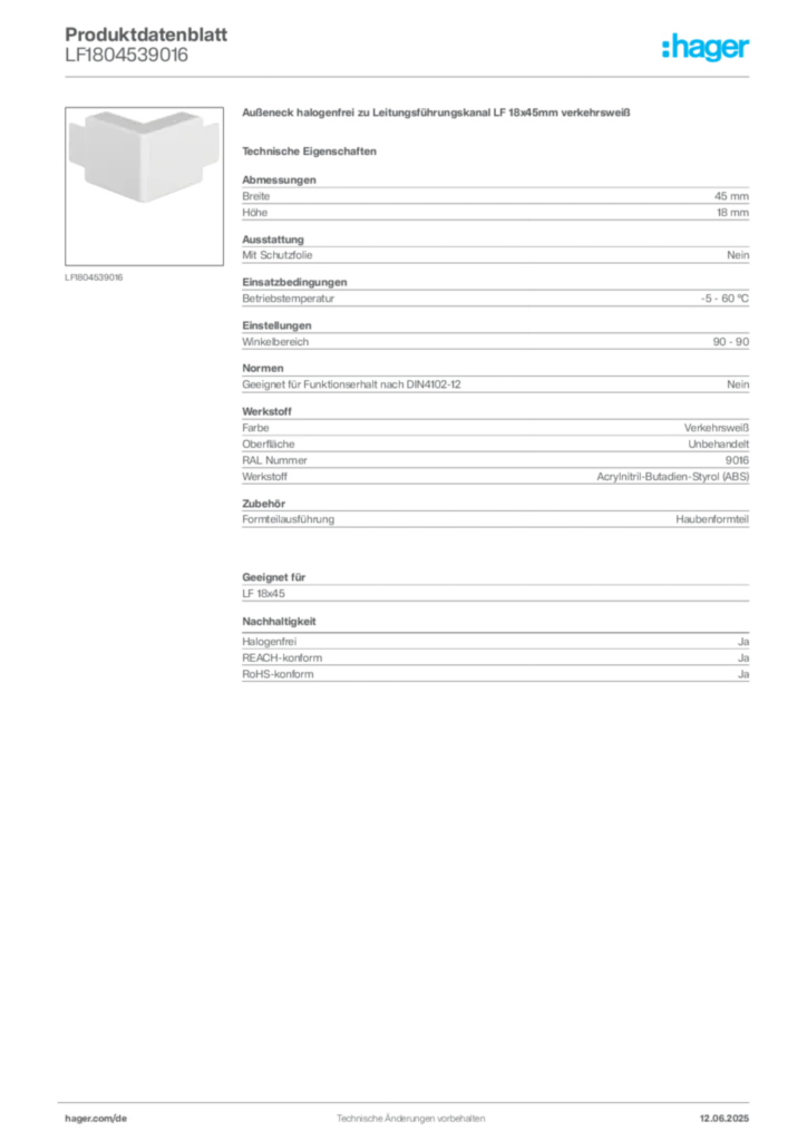 Hager Produktdatenblatt LF1804539016