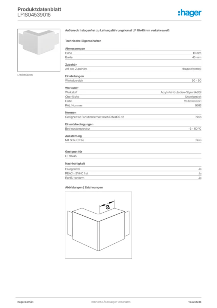 Bild Hager Produktdatenblatt LF1804539016 | Hager Deutschland