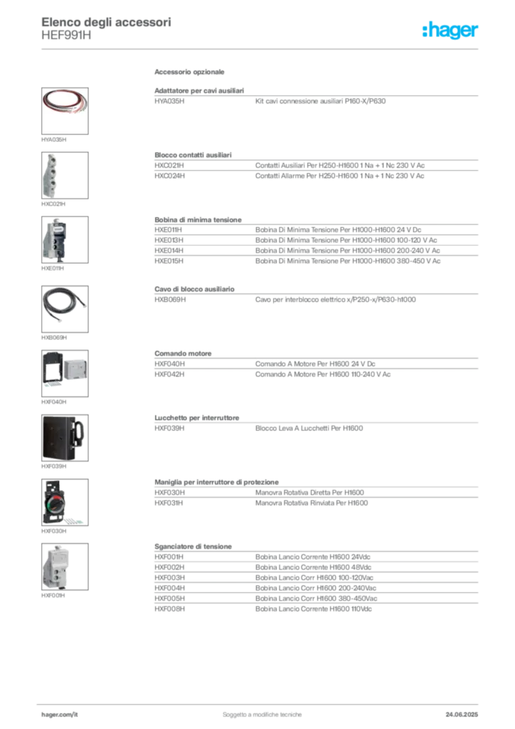 Immagine Hager Scheda tecnica del prodotto HEF991H | Hager Italia