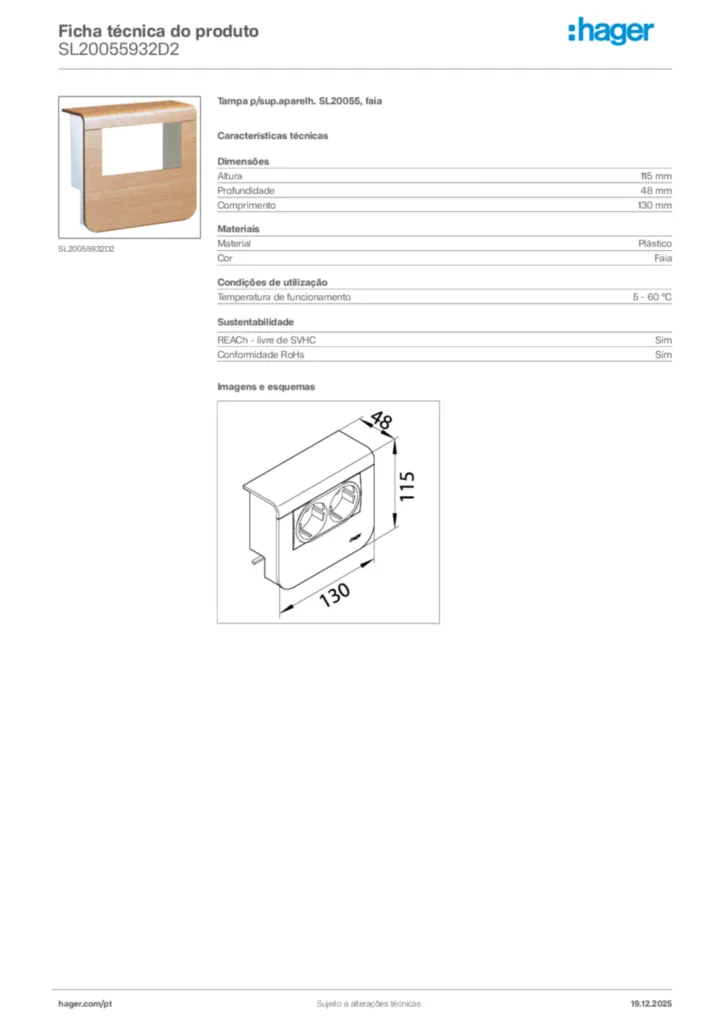 Imagem Hager Ficha técnica do produto SL20055932D2 | Hager Portugal