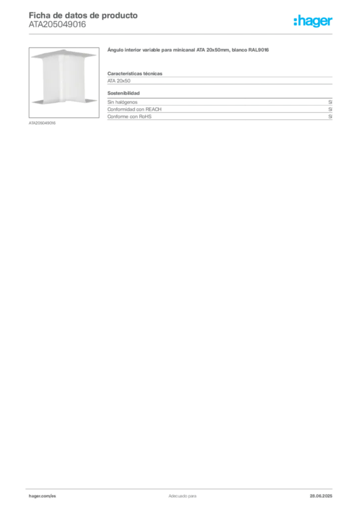 Imagen Hager Ficha de datos de producto ATA205049016 | Hager España