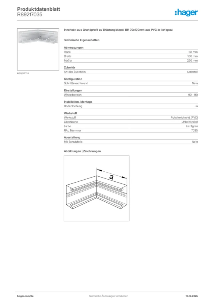 Bild Hager Produktdatenblatt R89217035 | Hager Deutschland