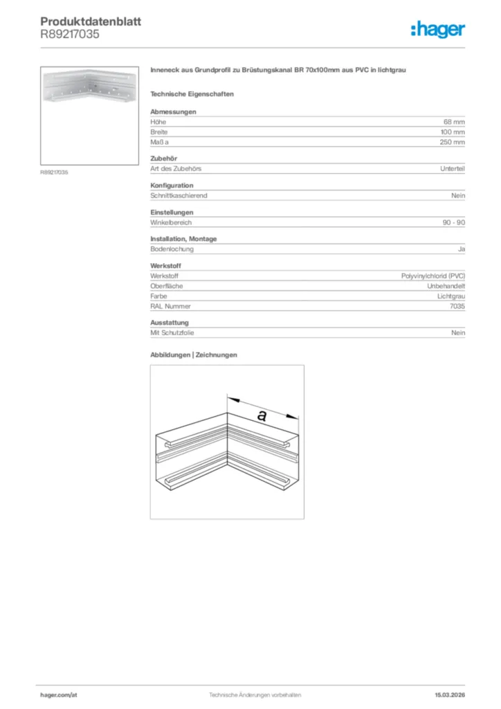Bild Hager Produktdatenblatt R89217035 | Hager Deutschland