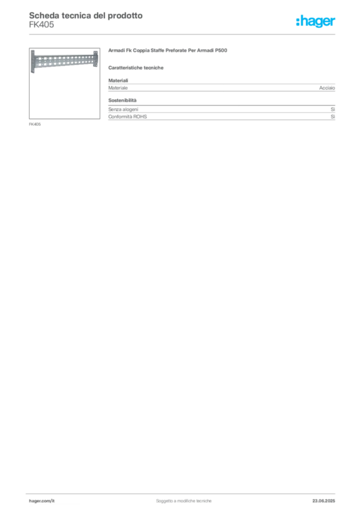 Immagine Hager Scheda tecnica del prodotto FK405 | Hager Italia
