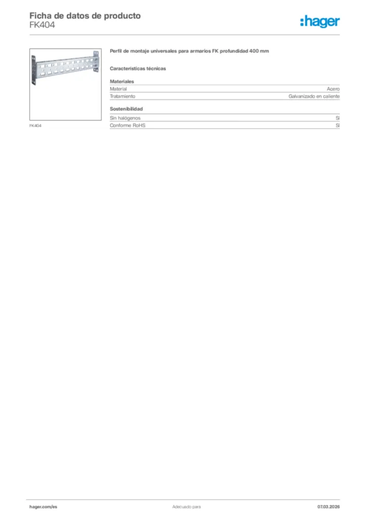 Imagen Hager Ficha de datos de producto FK404 | Hager España