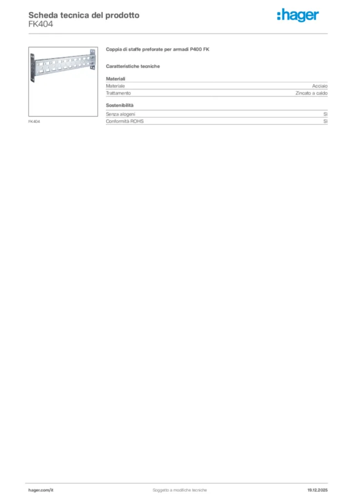 Immagine Hager Scheda tecnica del prodotto FK404 | Hager Italia
