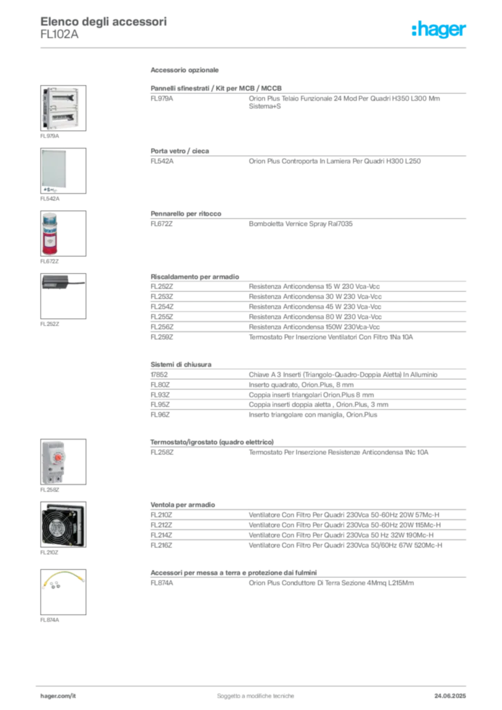 Immagine Hager Scheda tecnica del prodotto FL102A | Hager Italia