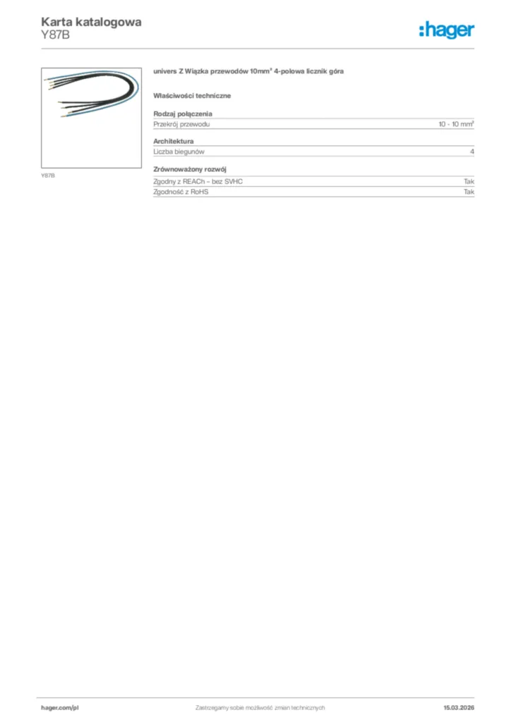 Zdjęcie Hager Karta katalogowa Y87B | Hager Polska