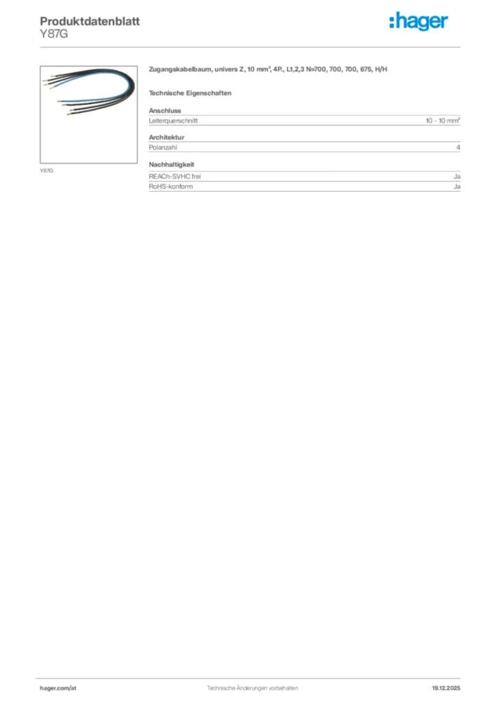 Bild Hager Produktdatenblatt Y87G | Hager Deutschland