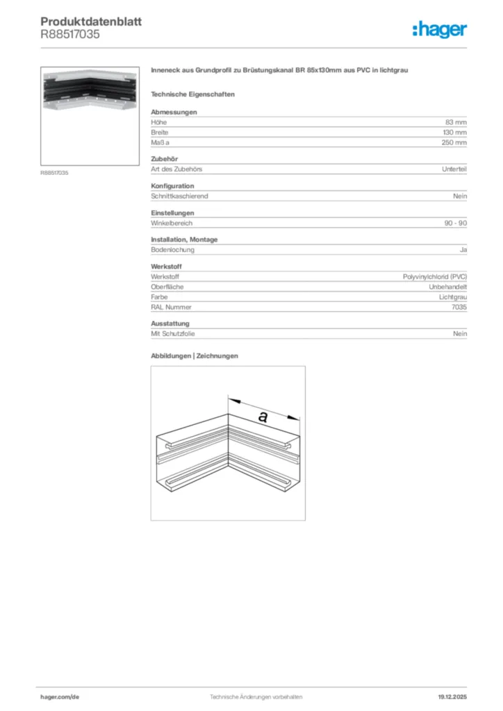 Bild Hager Produktdatenblatt R88517035 | Hager Deutschland