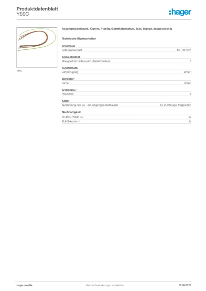 Bild Hager Produktdatenblatt Y89C | Hager Deutschland