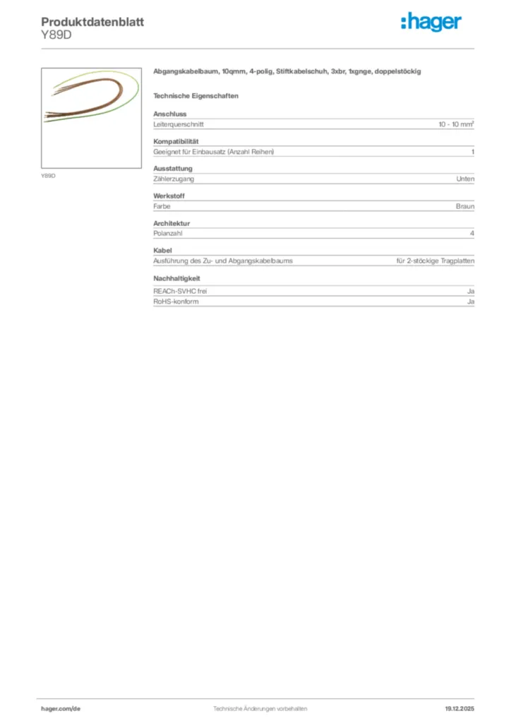Bild Hager Produktdatenblatt Y89D | Hager Deutschland