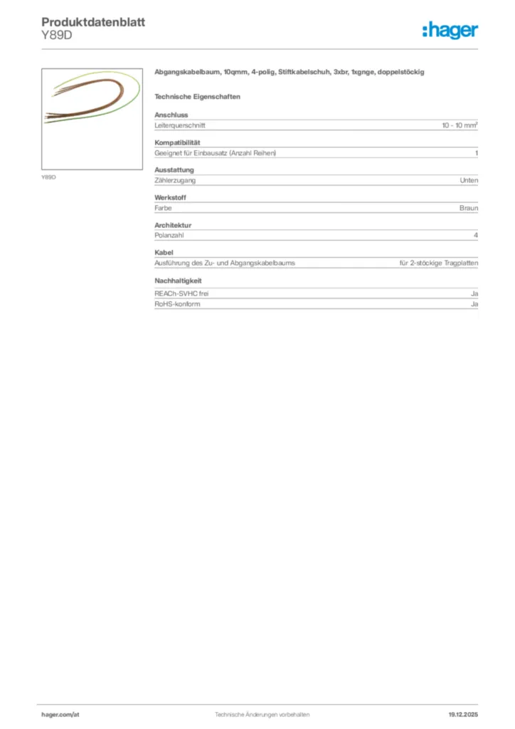 Bild Hager Produktdatenblatt Y89D | Hager Deutschland