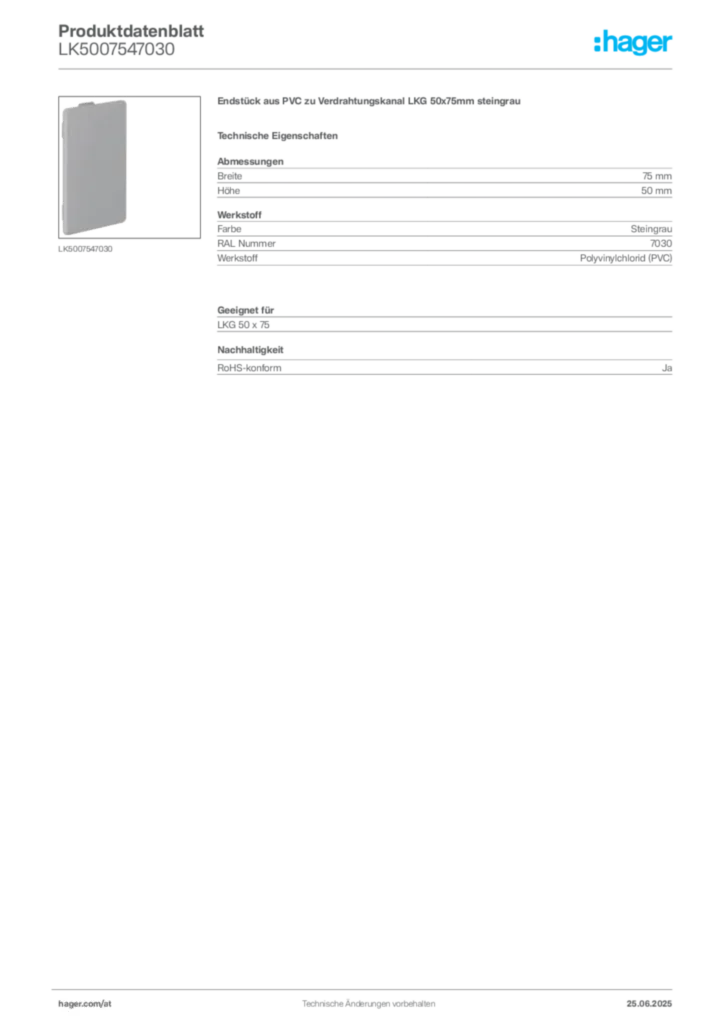Bild Hager Produktdatenblatt LK5007547030 | Hager Deutschland