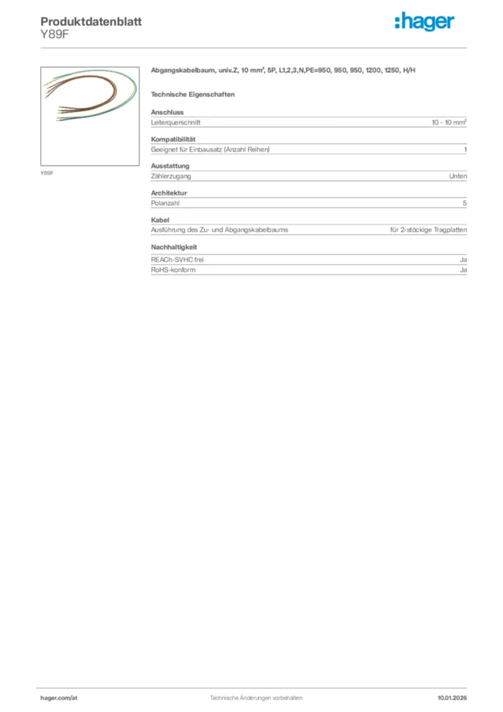 Bild Hager Produktdatenblatt Y89F | Hager Deutschland